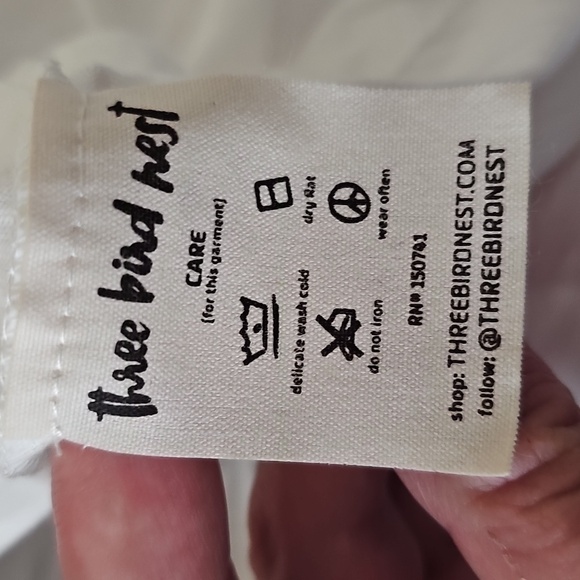 Three Bird Nest White Natural Favorite Slub Knit Short Sleeve Tee Shirt, Size XL - Picture 6 of 11